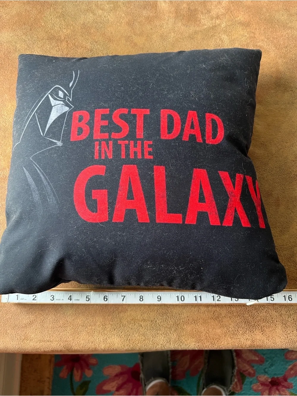 Star Wars Black Pillow with Red 'Best Dad in the Galaxy' Text
